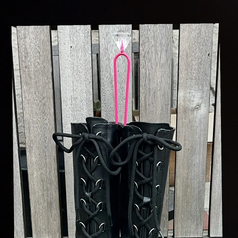 Pink and Clear Crystal Boot Stand Inserts.